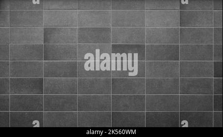 Vista frontale di una nuova e moderna parete o esterno di un edificio in lastre grigie. Sfondo astratto a cornice completa in bianco e nero. Foto Stock