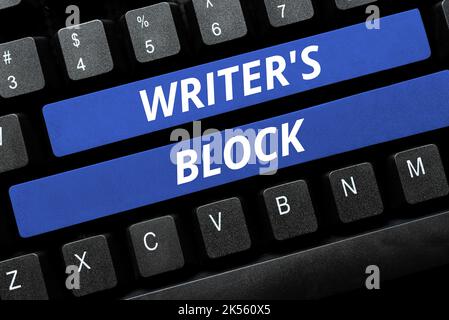 Visualizzazione concettuale Writer'S Block, Business Overview condizione di non essere in grado di pensare a cosa scrivere Foto Stock