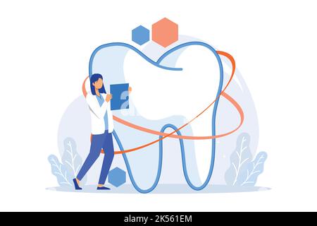 Clinica estetica dentale Servizio cosmetico dentale, trattamento estetico denti, odontoiatria privata, clinica medica di bellezza, trattamento sorriso studio appartamento desig Illustrazione Vettoriale