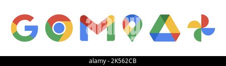 Set di icone Google. Logo di programmi diversi Illustrazione Vettoriale