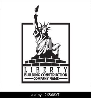 costruzione liberty building / esclusivo logo design ispirazione Illustrazione Vettoriale