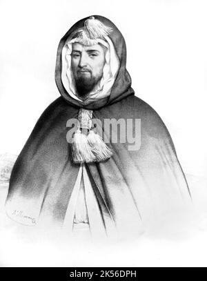 Ritratto dell'algerino Emir Abdelkader, Abd el-Kader, o Abdelkader ibn Muhieddine 1848 Foto Stock