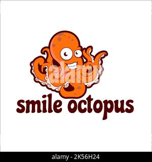 smile octopus logo ispirazione esclusiva design Illustrazione Vettoriale