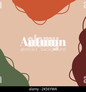Autunno astratto forme organico ondulato sfondo. Banner orizzontale disegnato a mano con colori autunnali. Per post sui social media, banner promozionali e pubblicità. Illustrazione Vettoriale