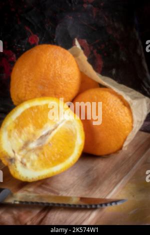 Sfida all'età, era digitale, qualità superiore, accattivante, spiccano, immagine ad alta risoluzione di un succoso alimento arancione ancora vivo. Fotografia senza Lensless Foto Stock
