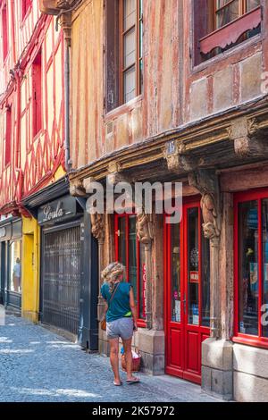 Francia, Morbihan, Golfo di Morbihan, Vannes, Città d'Arte e Storia, centro storico, 16th ° secolo casa a graticcio Foto Stock