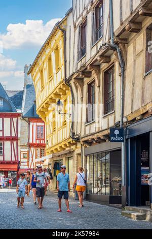 Francia, Morbihan, Golfo di Morbihan, Vannes, Città d'Arte e Storia, case a graticcio del centro storico Foto Stock