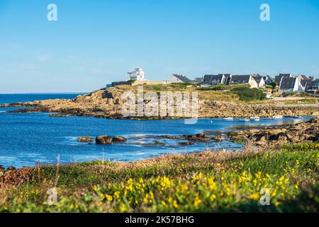 Francia, Morbihan, Ploemeur, le Couregant sul sentiero costiero o GR 34 percorso a lunga distanza Foto Stock