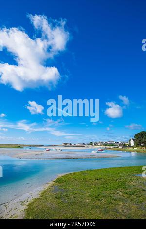 Francia, Finistere, Plobannalec-Lesconil, l'estuario Ster sul sentiero costiero o GR 34 percorso lungo distanza Foto Stock