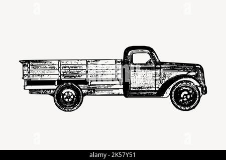 vecchio camion, veicolo d'epoca, icone camion, camion, auto, auto, pick-up, camion pick-up, antiquariato, arte, illustrazione, automobile Illustrazione Vettoriale
