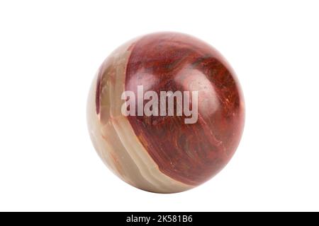 Una palla fatta di onice portando Buona fortuna. Isolato sopra il bakcground bianco. Primo piano. Foto Stock