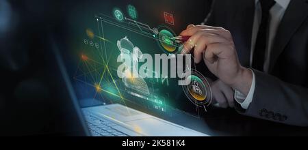 Utilizzo di un pannello virtuale per l'accesso NFT agli oggetti digitali Foto Stock