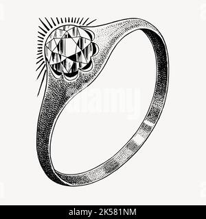 icona, disegno di monili, nozze, illustrazione sposata, anello, vecchio, vintage illustrazioni matrimonio, anelli di fidanzamento, disegno anello diamante, rin impegno Illustrazione Vettoriale