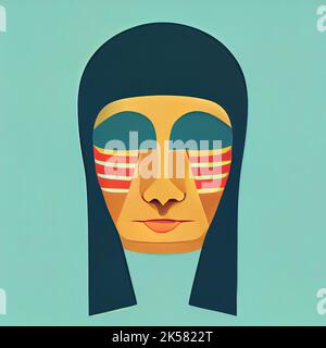 Capo del faraone egiziano illustrazione semplice. Illustrazione digitale. Foto Stock