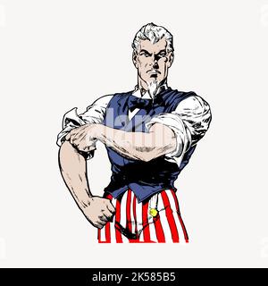 Zio Sam ritratto, rotolando su vettore di manica. Illustrazione Vettoriale