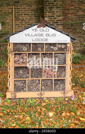 Un bug hotel a Washington Village, Tyne and Wear, Inghilterra, Regno Unito Foto Stock