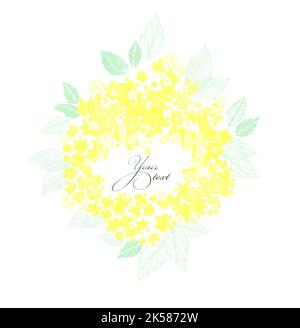 Cornice rotonda con fiori gialli e farfalle. Illustrazione vettoriale Illustrazione Vettoriale