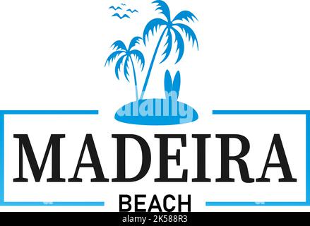 Illustrazione vettoriale, composizione scritta. Isola di Madeira in Portogallo. Calligrafia, logo scritto a mano. Illustrazione Vettoriale