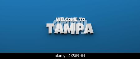 Benvenuti a Tampa banner pubblicitario di lettering per il sito web. 3D rappresentazione Foto Stock