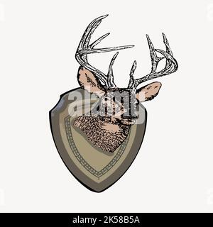 Trofeo dei cervi disegnato a mano, vettore di illustrazione. Illustrazione Vettoriale