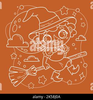 halloween celebrazione colorazione pagina disegno vettoriale illustrazione Illustrazione Vettoriale