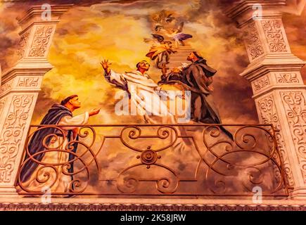 Dipinto del Cielo di Sant'Agostino Cattedrale di Sant'Agostino Chiesa Cattolica Basilica Tucson Arizona fondata nel 1776 rifatto 1800s Foto Stock