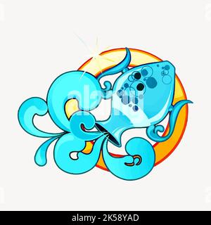 Adesivo simbolo Acquario, vettore di illustrazione segno astrologico. Illustrazione Vettoriale