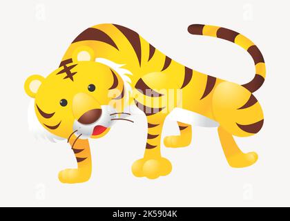 Sticker tigre carino, cartoon animale illustrazione vettore. Illustrazione Vettoriale