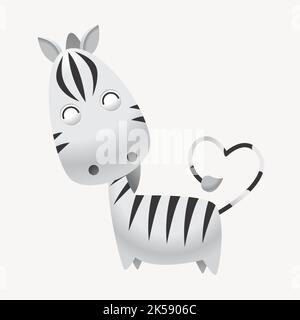Adesivo Zebra, cartoon animal Illustration Vector. Illustrazione Vettoriale