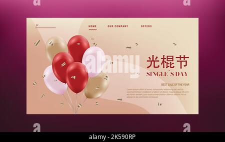 disegno vettoriale realistico del modello della landing page del singolo giorno Illustrazione Vettoriale