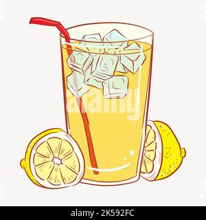 Adesivo di limonata ghiacciata, vettore di illustrazione delle bevande. Illustrazione Vettoriale