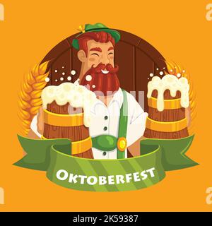 disegno vettoriale piatto oktoberfest Illustrazione Vettoriale