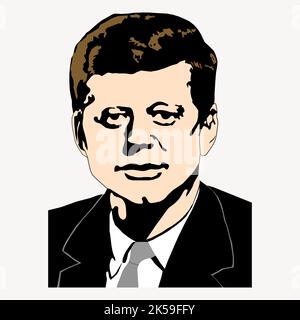 John F. Kennedy clipart, vettore ritratto del presidente degli Stati Uniti. Illustrazione Vettoriale