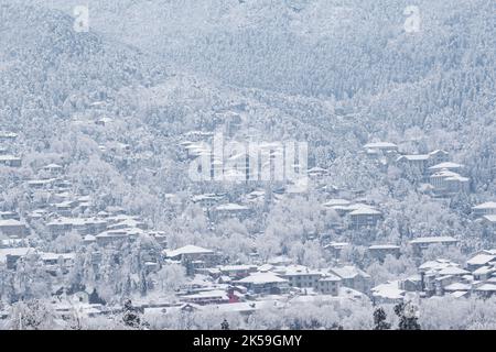 Neve d'inverno scena a Lushan / montagna Lu 5A Parco Nazionale Scenic Area, Jiujiang City, Jiangxi Provincia Foto Stock