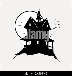 Clipart casa infestata, vettore di illustrazione di Halloween. Illustrazione Vettoriale