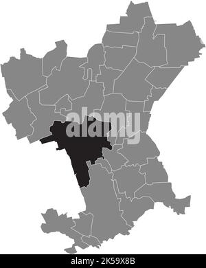 Nero piano vuoto evidenziato mappa della località del DISTRETTO di GEBHARDSHAGEN all'interno della mappa amministrativa grigia di Salzgitter, Germania Illustrazione Vettoriale