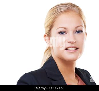 Intelligente e bello. Ritratto di una bella giovane donna d'affari. Foto Stock