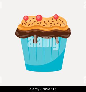Cupcake clipart, vettore illustrazione dessert. Illustrazione Vettoriale