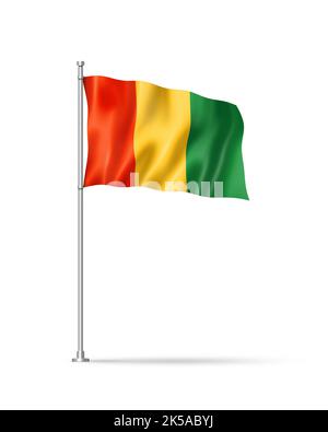 Bandiera della Guinea, illustrazione 3D, isolata su bianco Foto Stock
