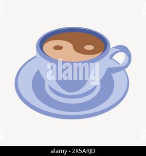 Elemento collage della tazza da caffè, simpatico vettore di illustrazione. Illustrazione Vettoriale