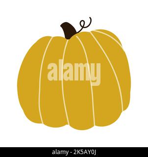 Raccolta autunnale. Zucca illustrazione accogliente. Stampa flat vettoriale di ringraziamento Illustrazione Vettoriale