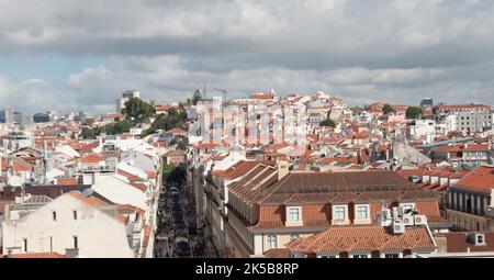 Tetti, vista dall'Arco di Trionfo (Arco di Augusta), Lisbona, Portogallo Foto Stock