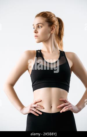 abbigliamento sportivo donna per marcare a caldo crop top Foto Stock