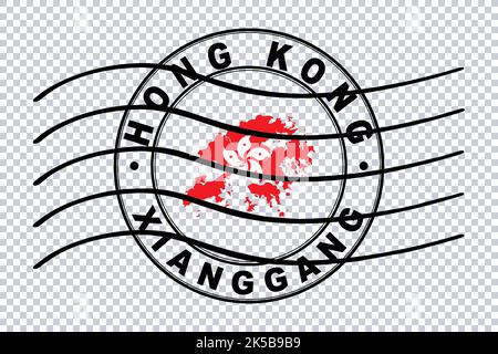 Mappa di Hong Kong, timbro postale, timbro di viaggio, percorso di ritaglio Foto Stock