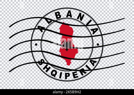 Mappa dell'Albania, timbro postale, timbro di viaggio, percorso di ritaglio Foto Stock