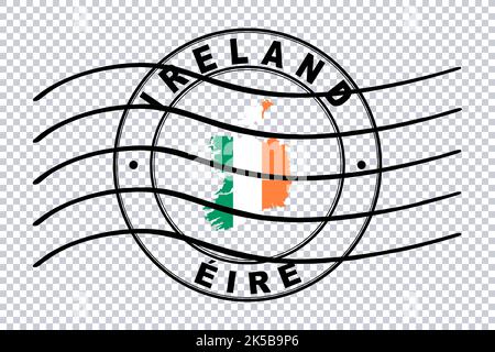 Mappa dell'Irlanda, timbro postale, timbro di viaggio, percorso di ritaglio Foto Stock