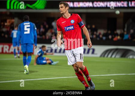 Silkeborg, Danimarca. 06th Ott 2022. Nicklas Helenius (11) di Silkeborg SE visto durante la partita della UEFA Europa Conference League tra Silkeborg IF e FCSB al JYSK Park di Silkeborg. (Photo Credit: Gonzales Photo/Alamy Live News Foto Stock