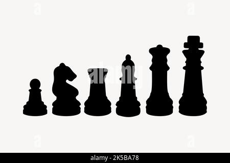 Pezzi di scacchi silhouette collage elemento vettore. Illustrazione Vettoriale