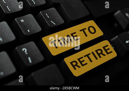 Didascalia di testo che indica il tempo di ritiro. Business idea conto di risparmio bancario, assicurazione, e la pianificazione delle pensioni Foto Stock