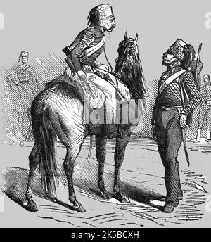 "Sebastopol; Cavalleria turca e fanteria", 1854. Da "Cassell's Illustrated Family Paper; London Weekly 31 Dec 1853 to 30 Dec 1854". Foto Stock